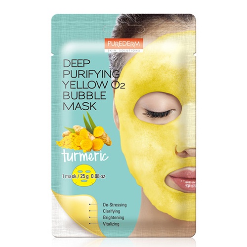 PUREDERM Deep Purifying Yellow O2 Bubble Mask Turmeric